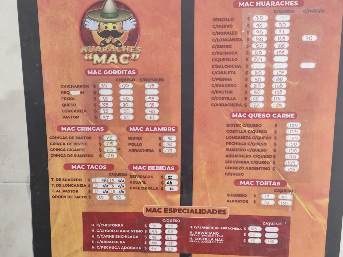 HUARACHES MAC Menu - Image 1
