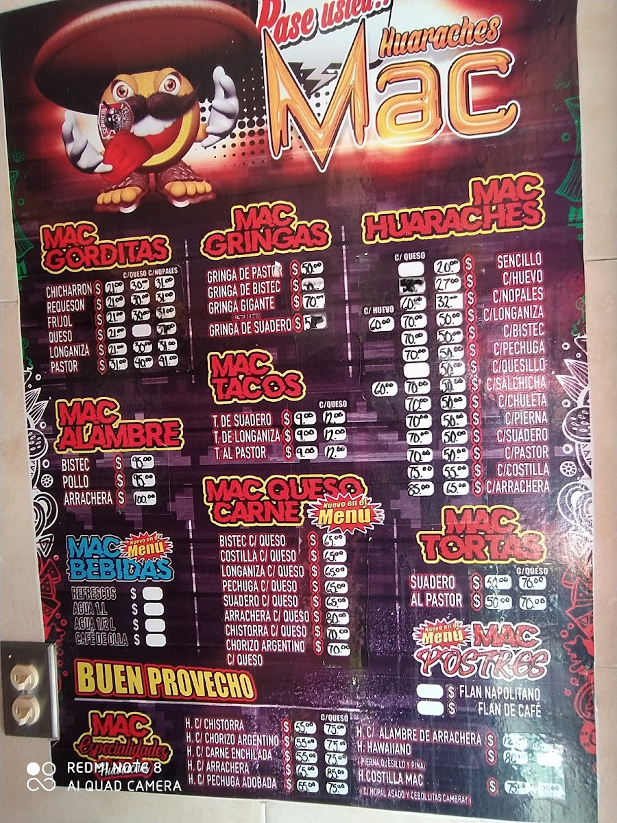 HUARACHES MAC Menu - Image 2